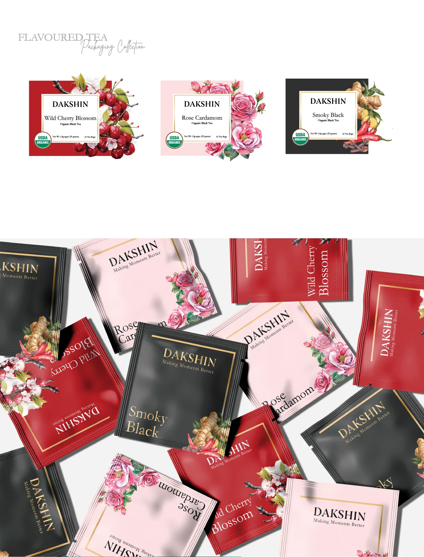 Dakshin Teas box designs